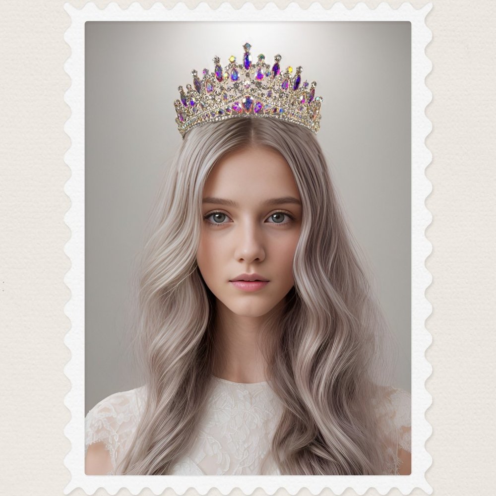 Crown for Women and Girls, Bling AB Tiara Hair Jewelry, Wedding Bridal Headpiece